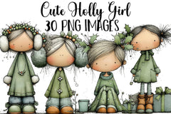 Cute Holly Girl Clipart Bundle - CraftNest - Digital Crafting and Art