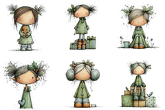 Cute Holly Girl Clipart Bundle - CraftNest - Digital Crafting and Art