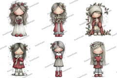 Cute Holly Girl Clipart Bundle - CraftNest - Digital Crafting and Art