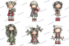 Cute Holly Girl Clipart Bundle - CraftNest - Digital Crafting and Art