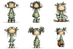 Cute Holly Girl Clipart Bundle - CraftNest - Digital Crafting and Art