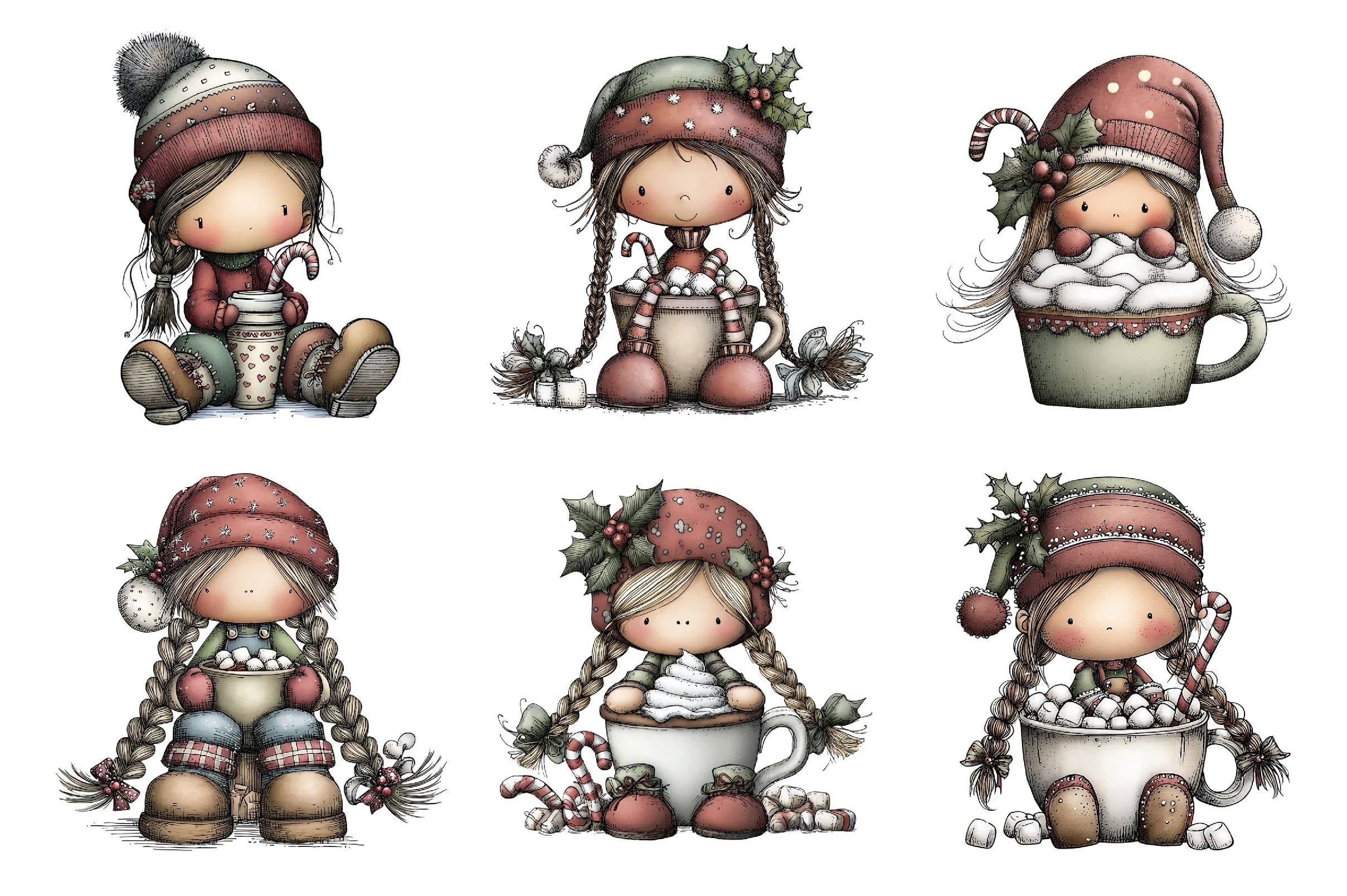 Cute Hot Chocolate Girl Clipart Bundle - CraftNest - Digital Crafting and Art