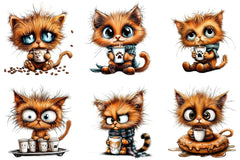 Cute Kitten Drinking Coffee Clipart Bundle - CraftNest - Digital Crafting and Art