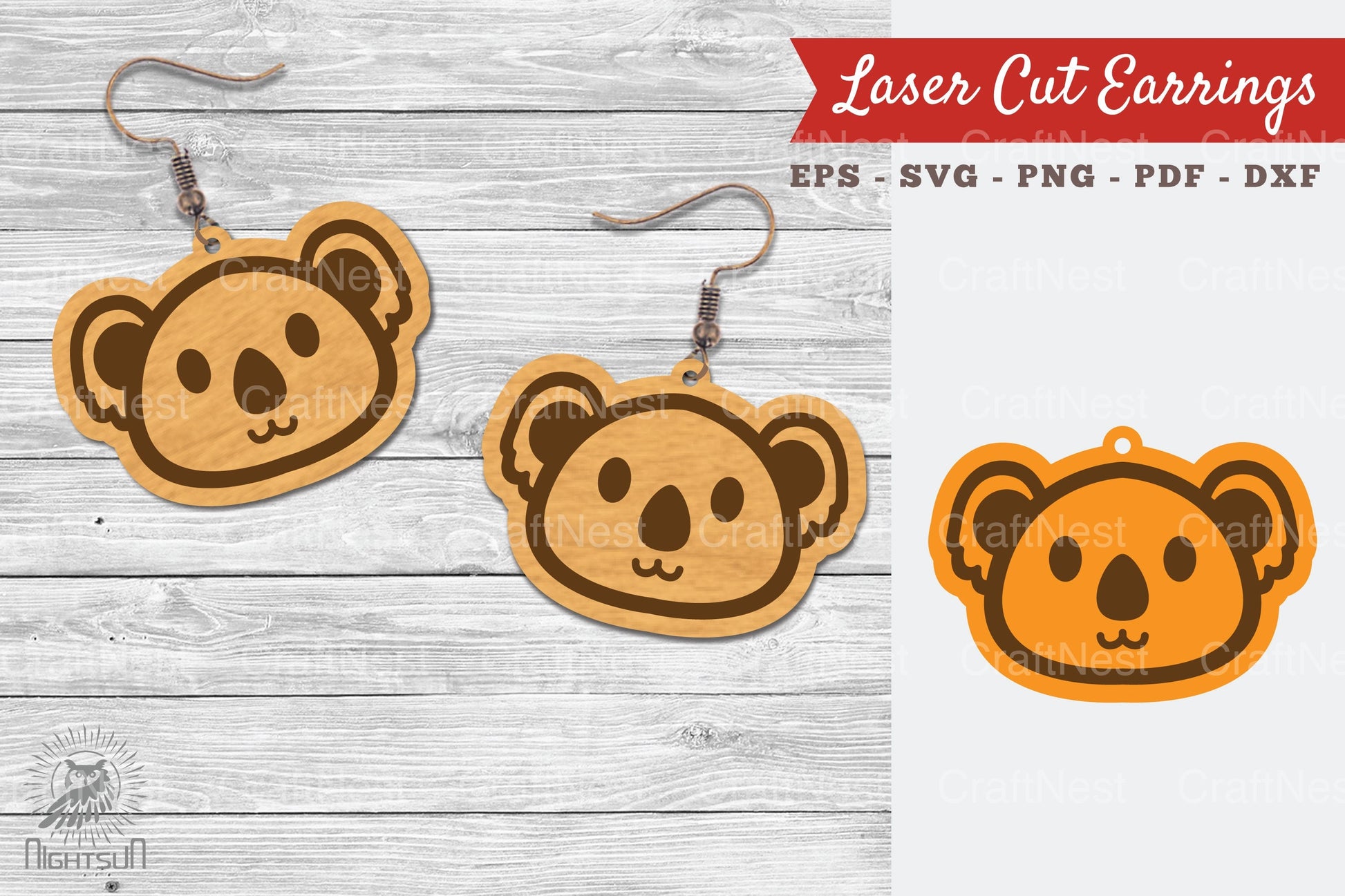 Cute Koala Laser Cut Earrings Design Bundle - CraftNest - Digital Crafting and Art