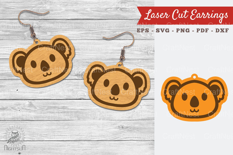 Cute Koala Laser Cut Earrings Design Bundle - CraftNest - Digital Crafting and Art
