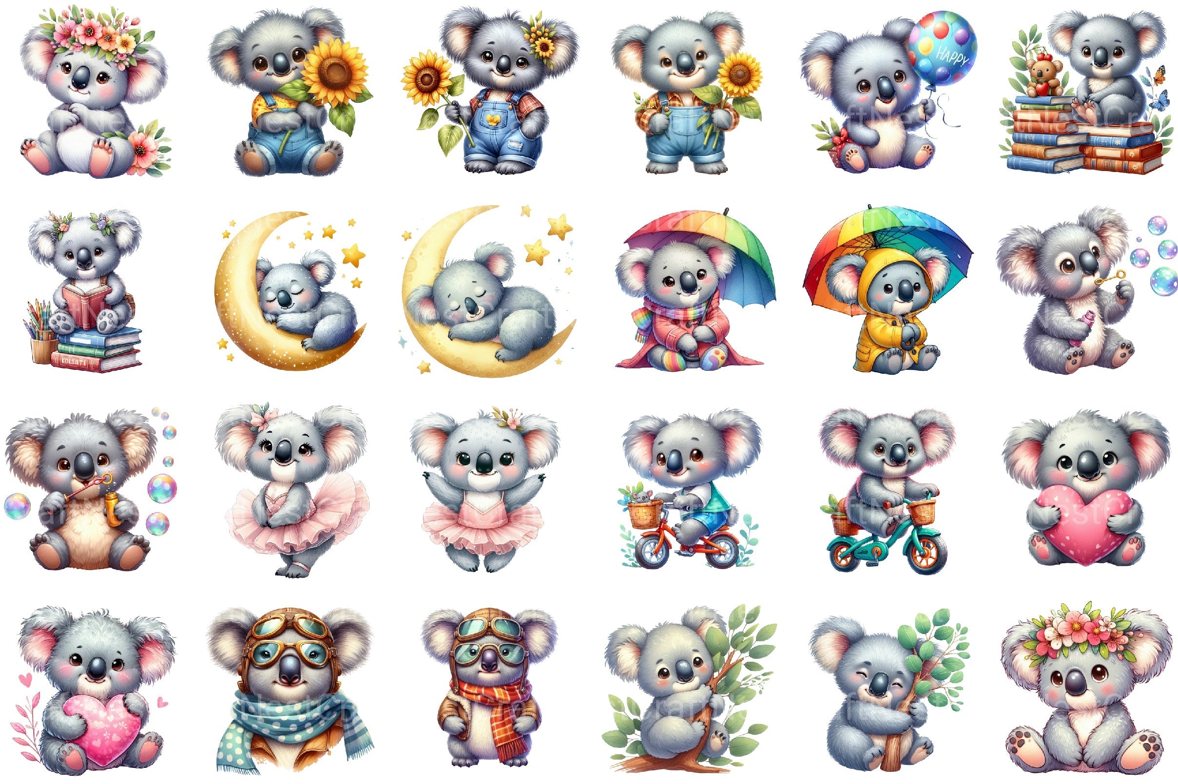 Cute Koala Clipart Bundle