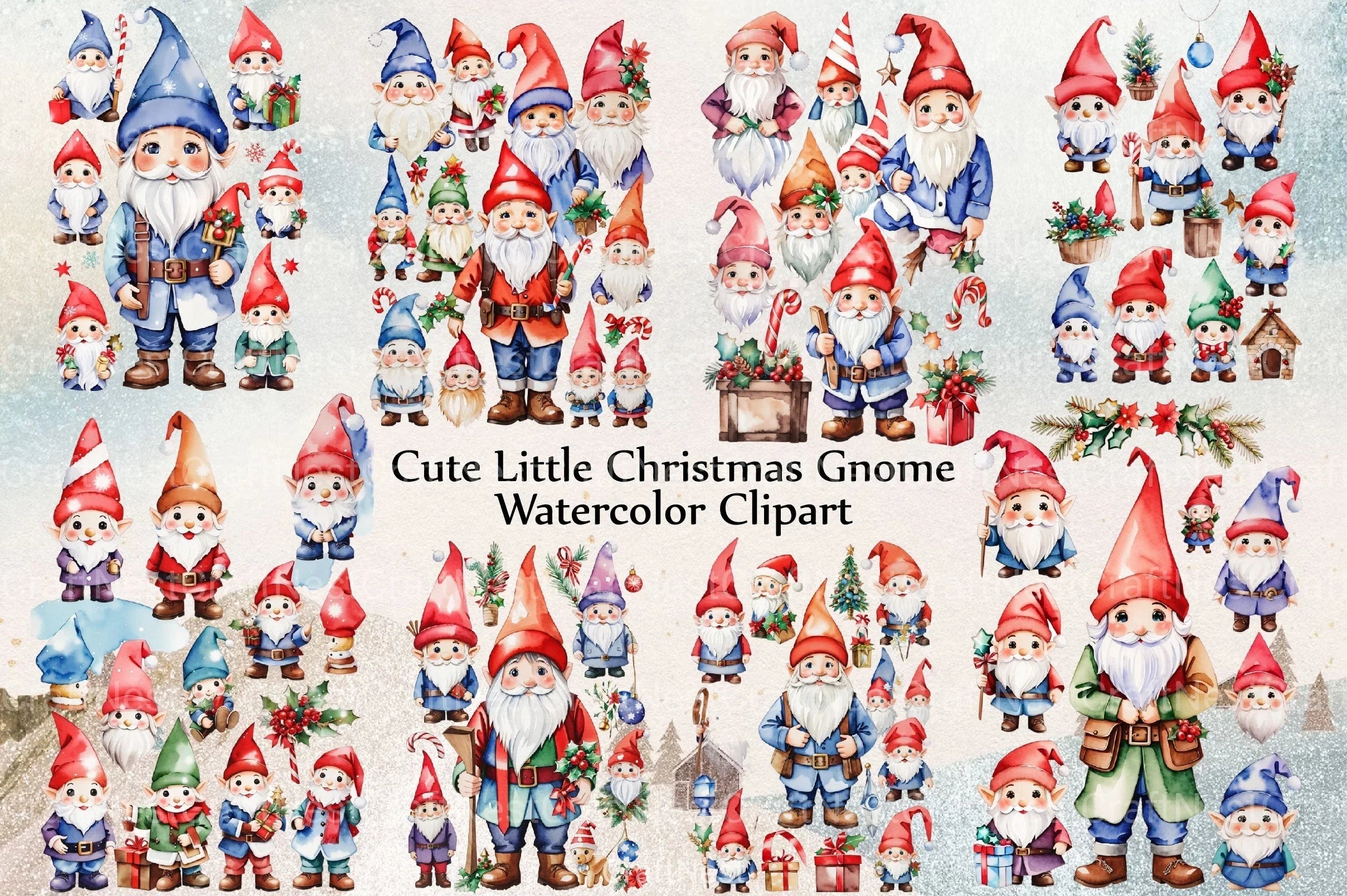 Cute Christmas Gnome Clipart Bundle 8 - CraftNest - Digital Crafting and Art