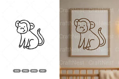 Cute Monkey Nursery Doodle Clipart Bundle - CraftNest - Digital Crafting and Art