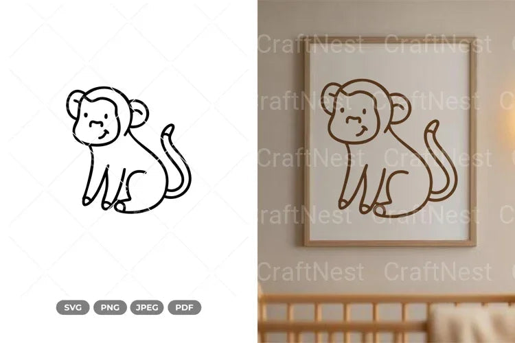 Cute Monkey Nursery Doodle Clipart Bundle - CraftNest - Digital Crafting and Art