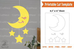 Cute Moon and Star Papercut Template Bundle - CraftNest - Digital Crafting and Art