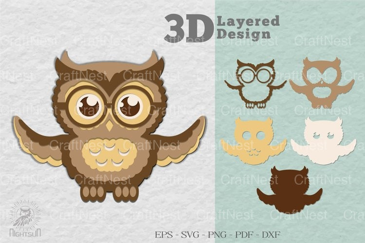 Cute Owl 3D Layered Design Clipart Bundle - CraftNest - Digital Crafting and Art