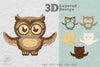 Cute Owl 3D Layered Design Clipart Bundle
