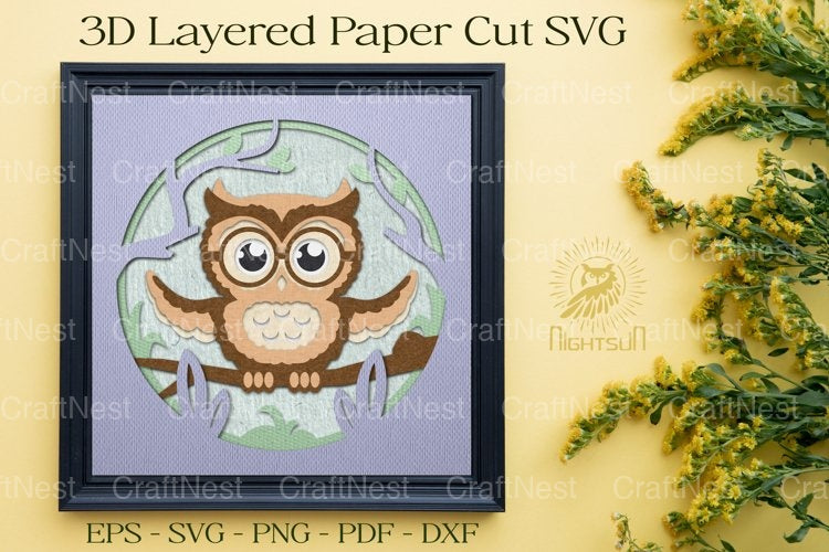 Cute Owl 3D Layered Papercut Clipart Bundle - CraftNest - Digital Crafting and Art