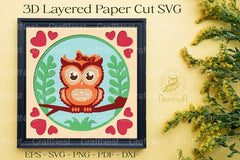 Cute Owl 3D Shadow Box Papercut Clipart Bundle - CraftNest - Digital Crafting and Art