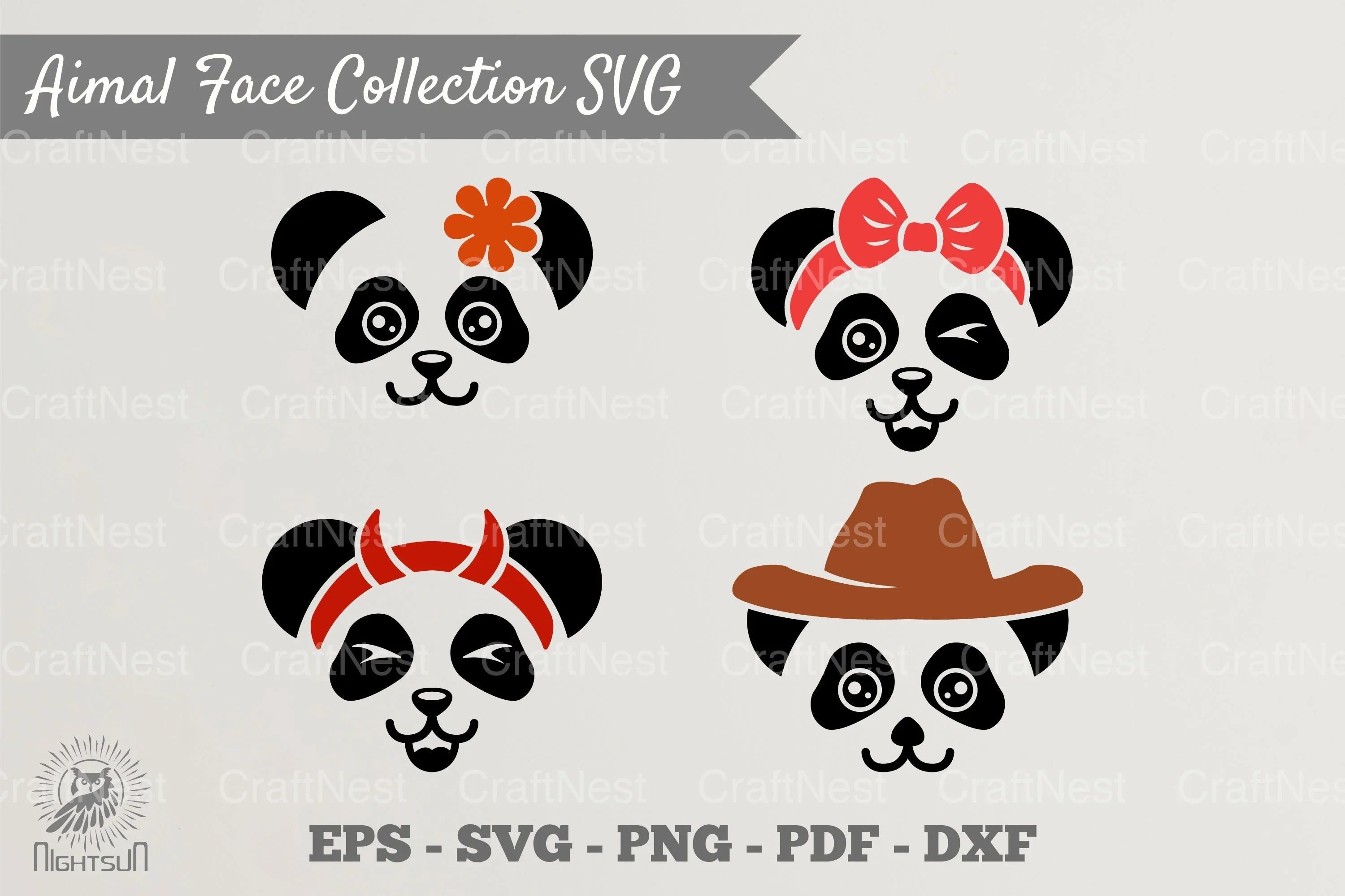 Cute Panda Face Collection Clipart Bundle - CraftNest - Digital Crafting and Art