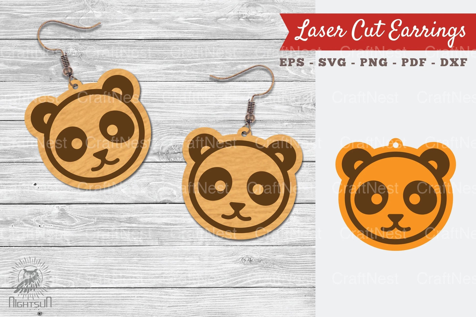 Cute Panda Laser Cut Earrings Design Bundle - CraftNest - Digital Crafting and Art