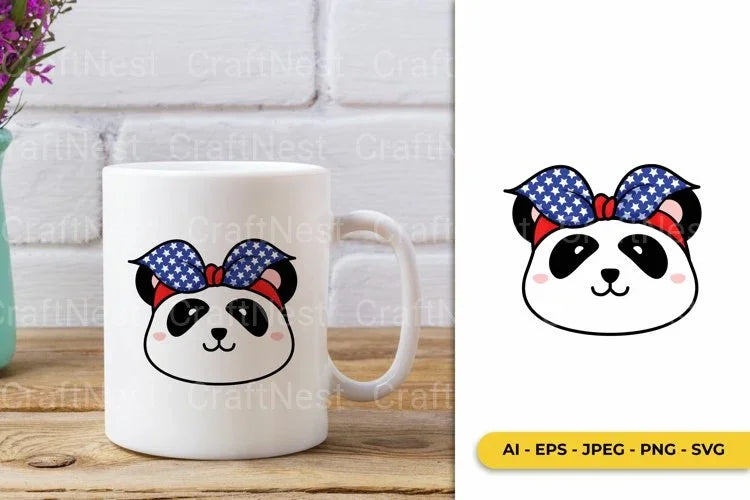Cute Panda with American Bandana Clipart Bundle - CraftNest - Digital Crafting and Art