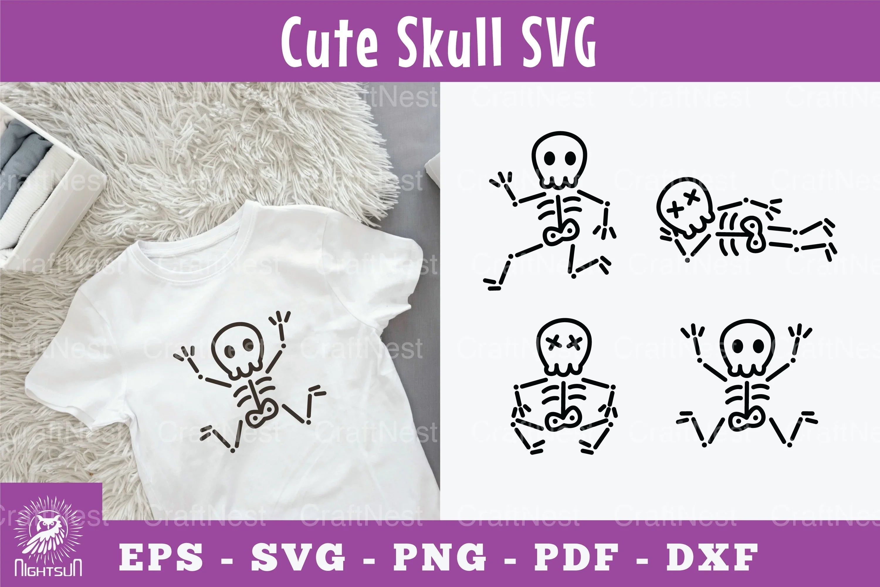 Cute Skull Silhouette Clipart Bundle - CraftNest - Digital Crafting and Art