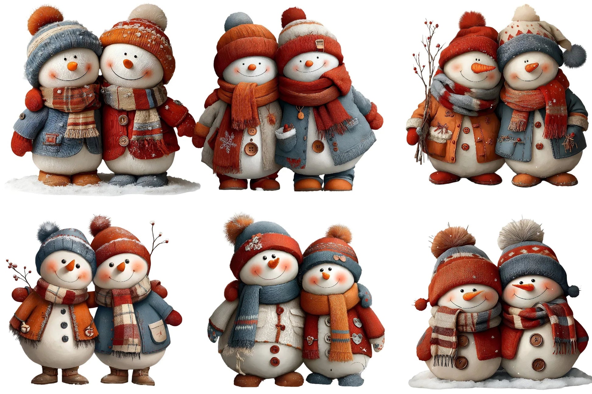 Cute Snowman Couple Clipart Bundle - CraftNest - Digital Crafting and Art