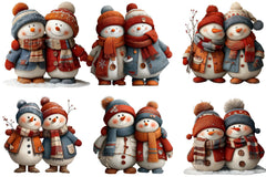 Cute Snowman Couple Clipart Bundle - CraftNest - Digital Crafting and Art