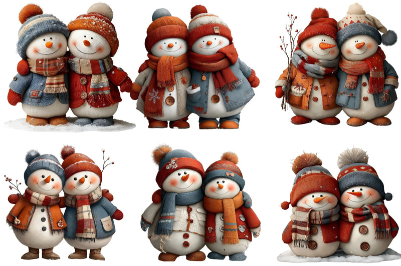 Cute Snowman Couple Clipart Bundle - CraftNest - Digital Crafting and Art
