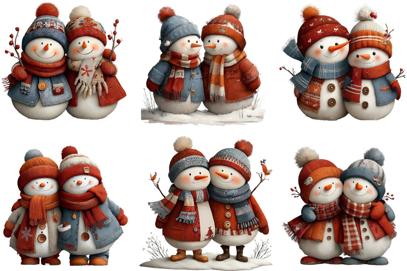 Cute Snowman Couple Clipart Bundle - CraftNest - Digital Crafting and Art
