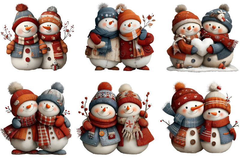 Cute Snowman Couple Clipart Bundle - CraftNest - Digital Crafting and Art
