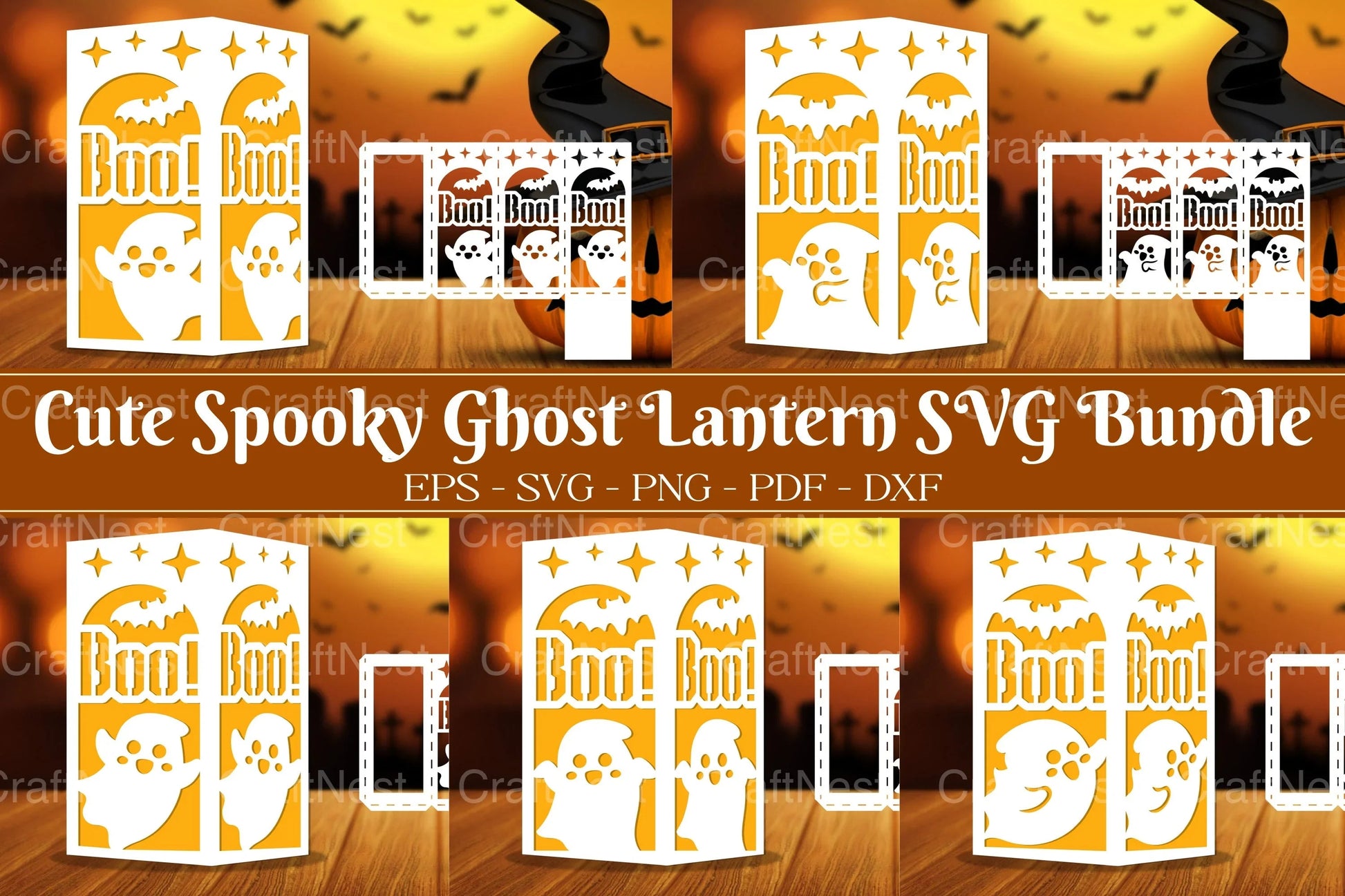 Cute Spooky Ghost Lantern Clipart Bundle - CraftNest - Digital Crafting and Art