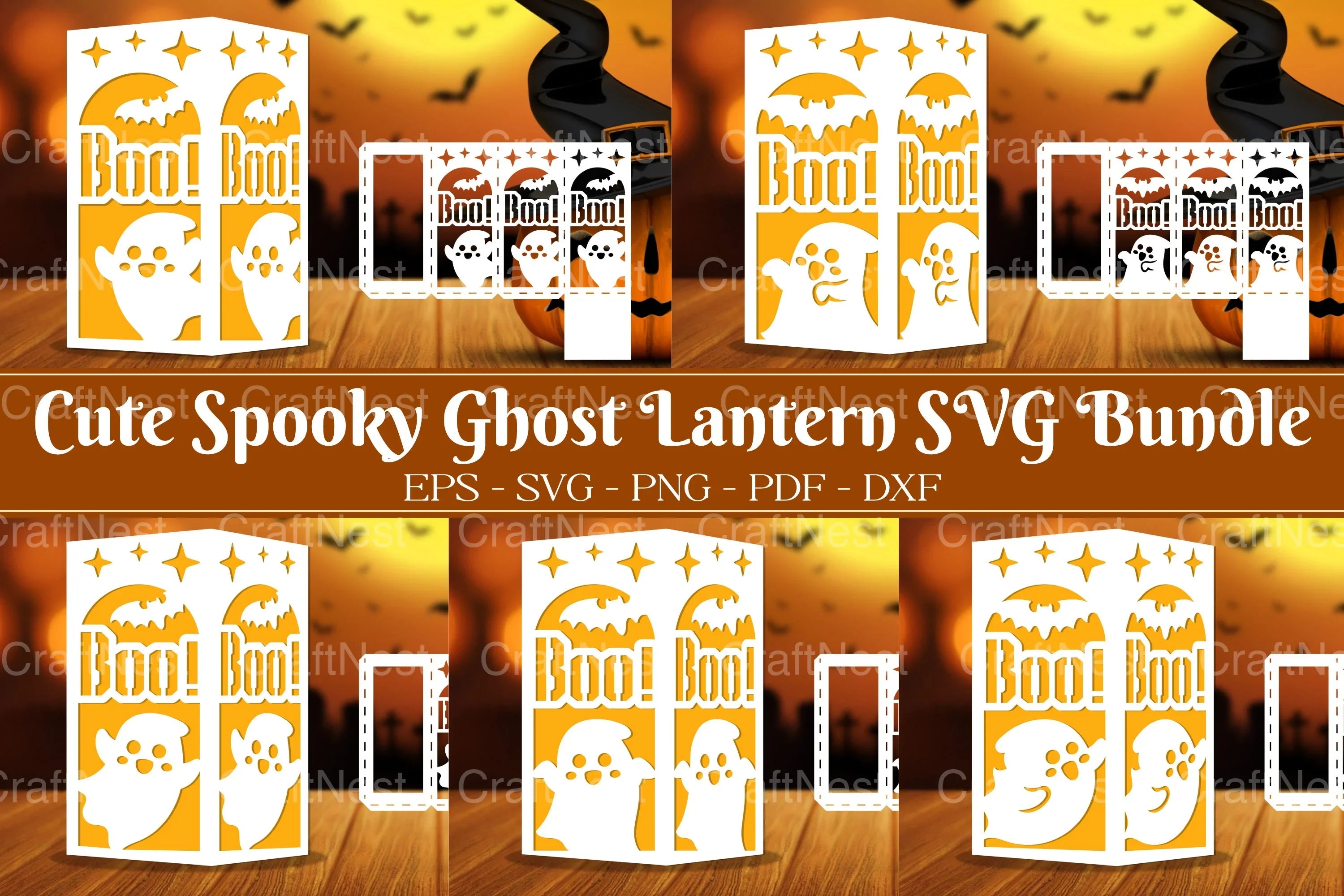 Cute Spooky Ghost Lantern Clipart Bundle - CraftNest - Digital Crafting and Art