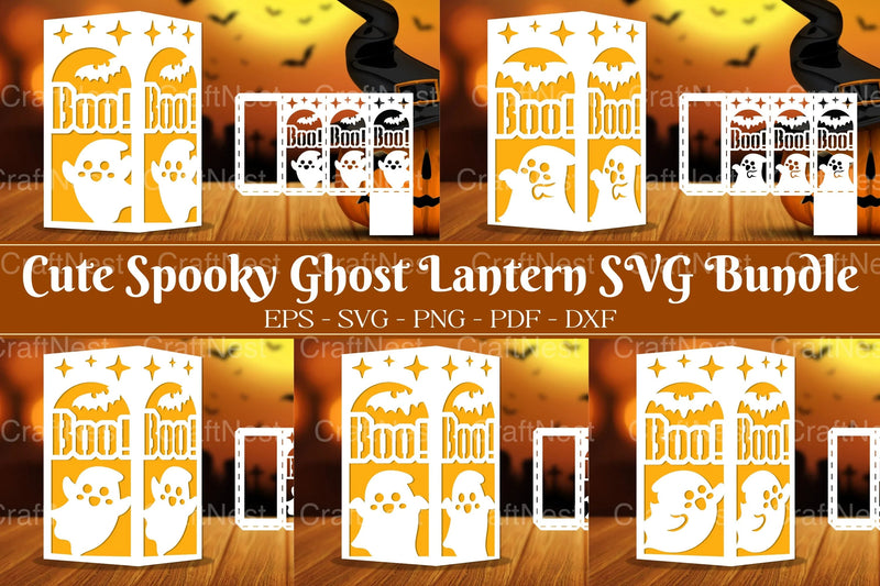Cute Spooky Ghost Lantern Clipart Bundle - CraftNest - Digital Crafting and Art