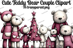 Cute Teddy Bear Couple Clipart Bundle - CraftNest - Digital Crafting and Art