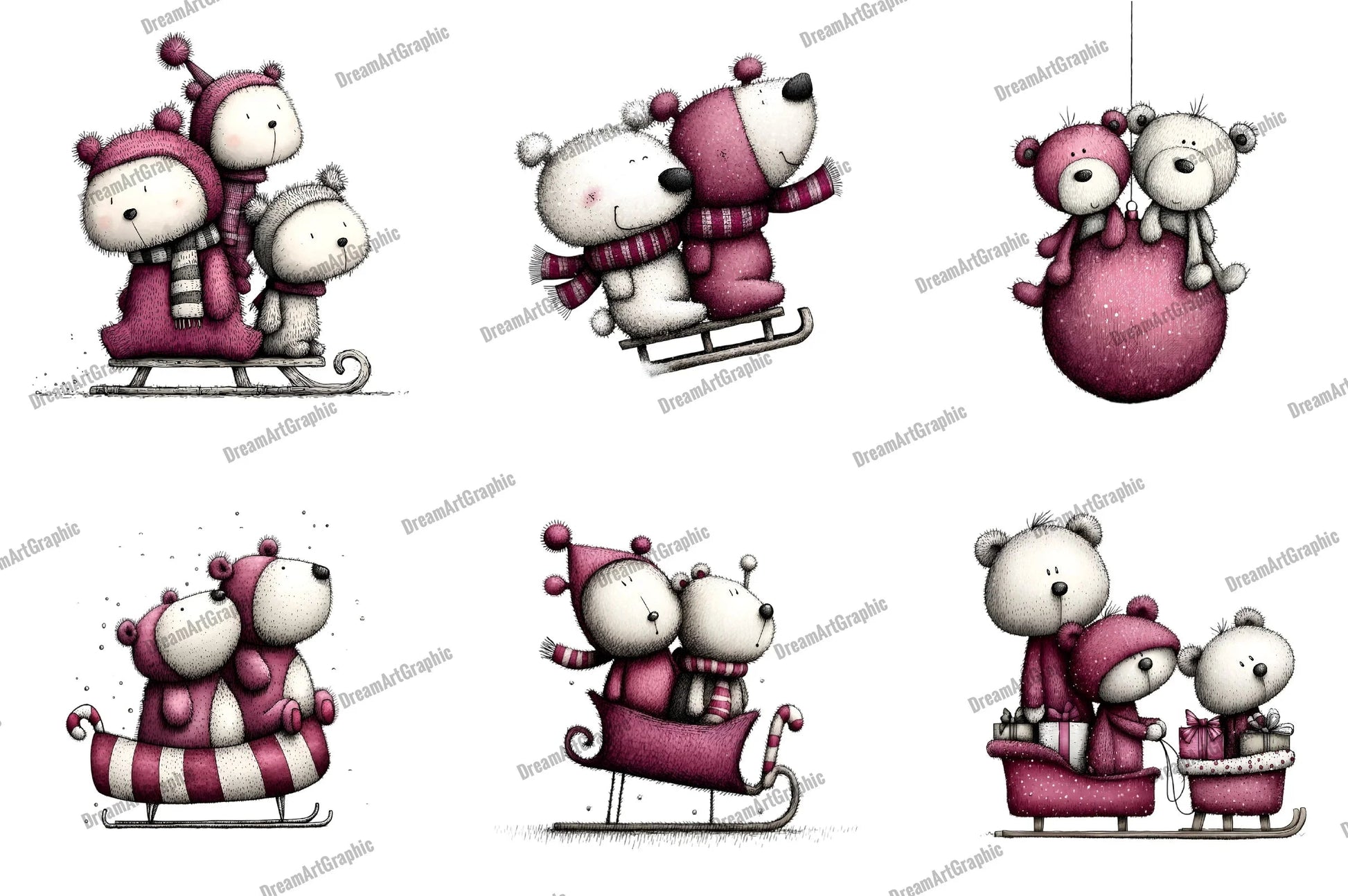 Cute Teddy Bear Couple Clipart Bundle - CraftNest - Digital Crafting and Art
