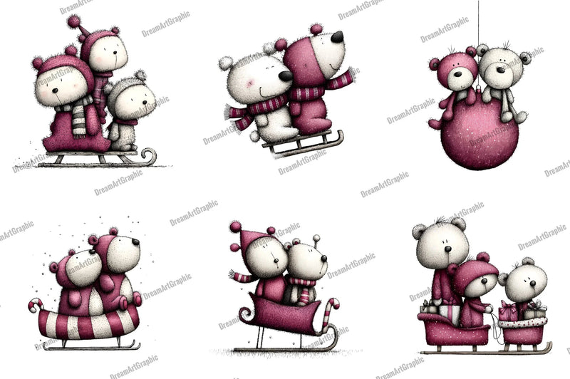 Cute Teddy Bear Couple Clipart Bundle - CraftNest - Digital Crafting and Art