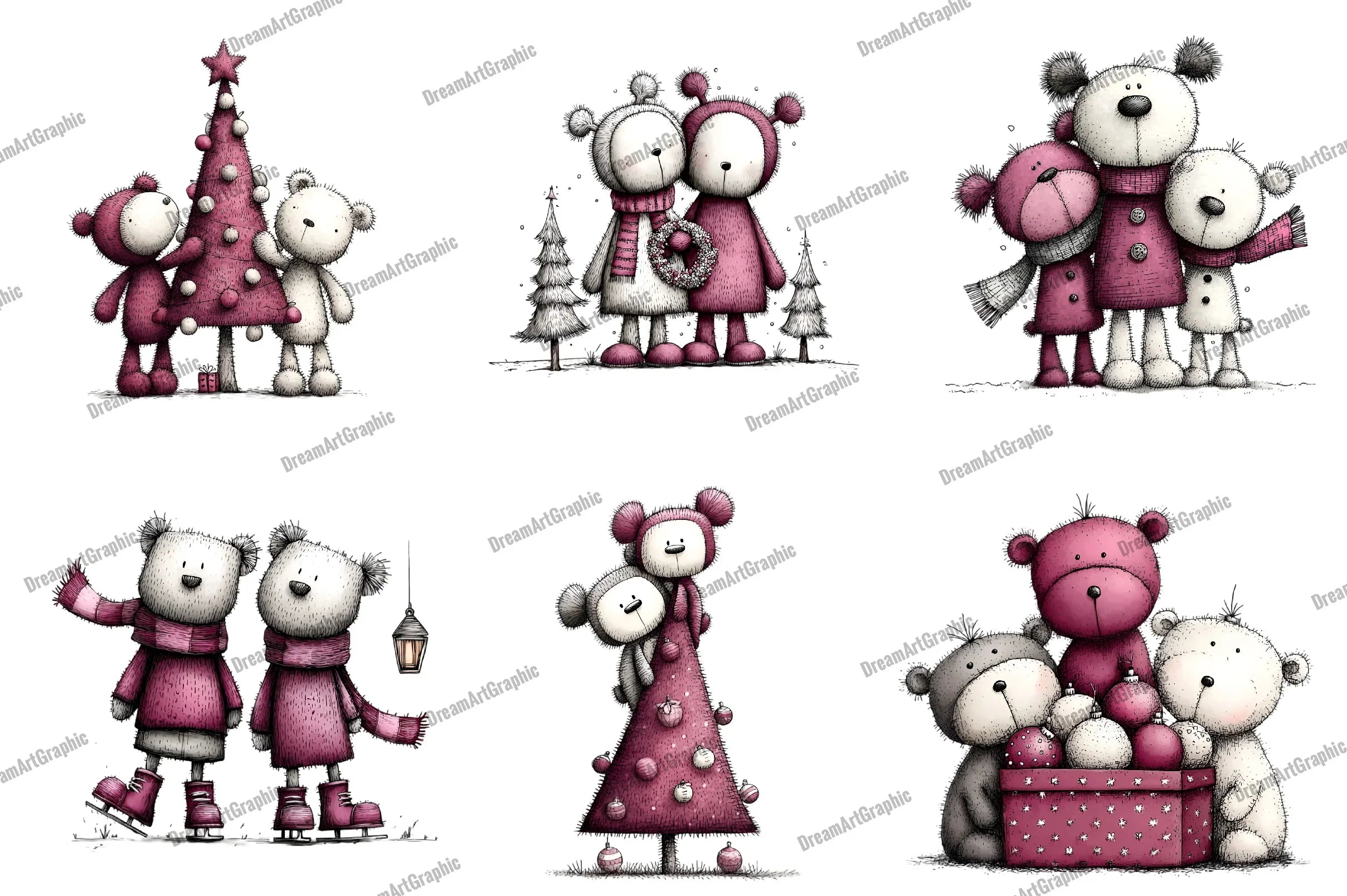 Cute Teddy Bear Couple Clipart Bundle - CraftNest - Digital Crafting and Art