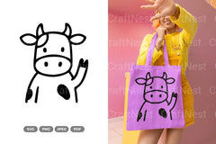 Cute Waving Cow Clipart Bundle - CraftNest - Digital Crafting and Art