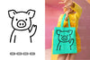 Cute Waving Pig Clipart Bundle