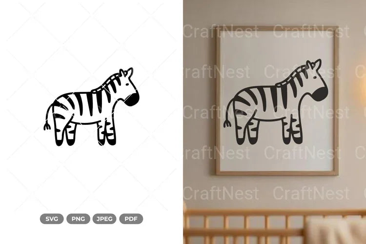 Cute Zebra Nursery Doodle Clipart Bundle - CraftNest - Digital Crafting and Art
