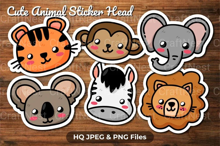 Cute Kawaii Animal Head Clipart Bundle - CraftNest - Digital Crafting and Art
