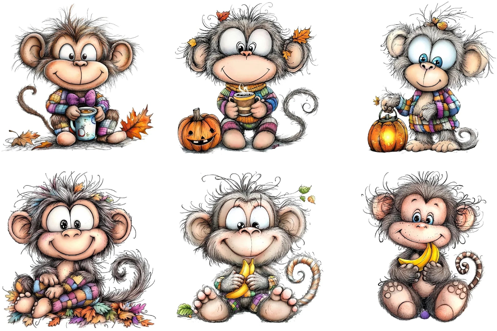 Cute Cartoon Monkey Clipart Bundle - CraftNest - Digital Crafting and Art