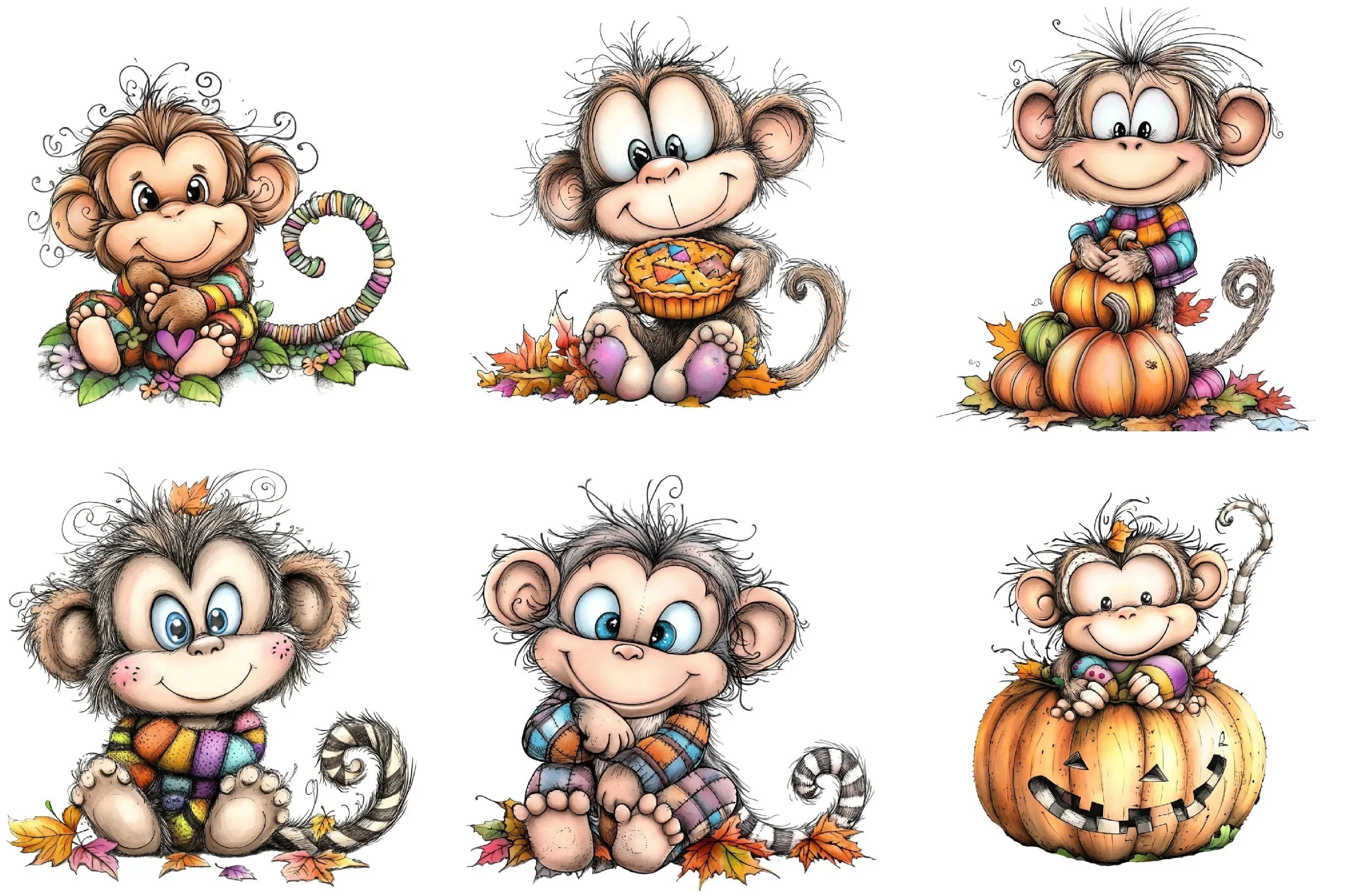 Cute Cartoon Monkey Clipart Bundle - CraftNest - Digital Crafting and Art