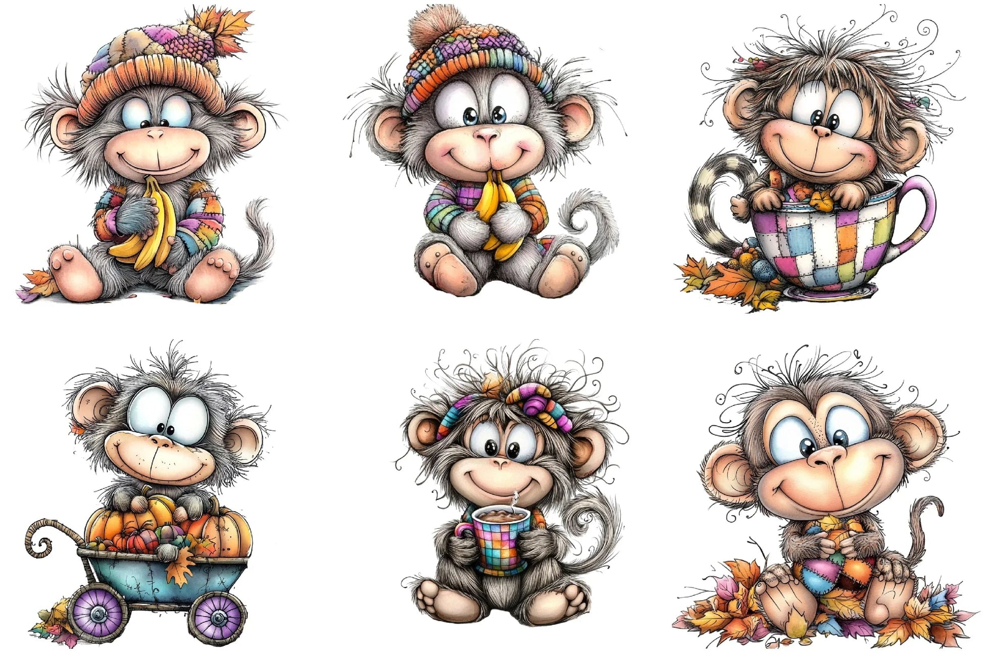 Cute Cartoon Monkey Clipart Bundle - CraftNest - Digital Crafting and Art