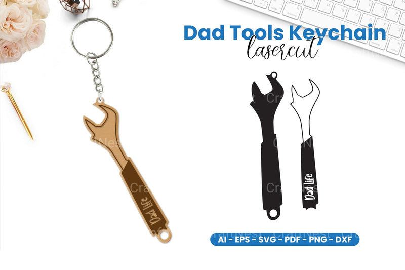 Dad Tools Keyring Lasercut SVG Bundle - CraftNest - Digital Crafting and Art