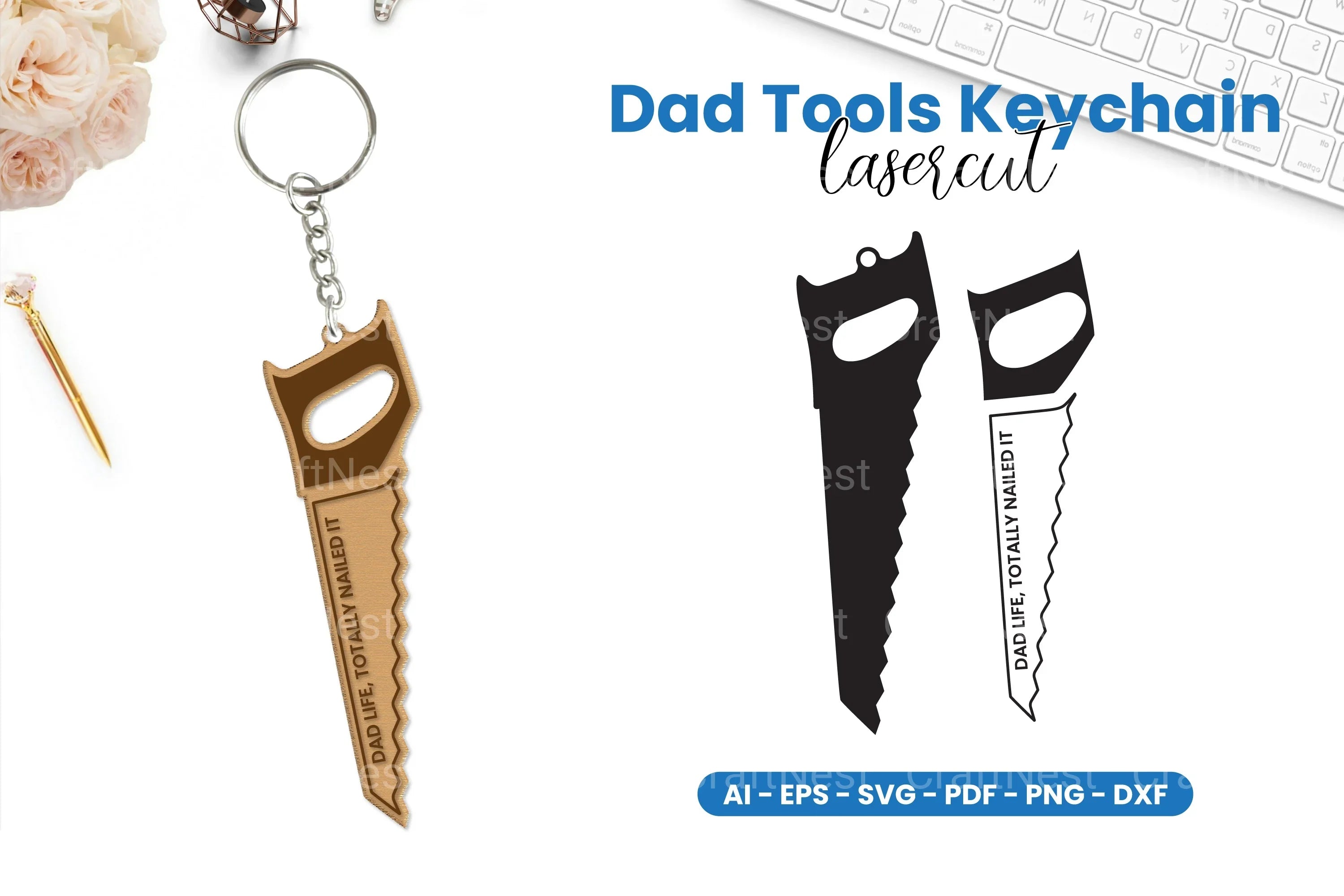 Dad Tools Keyring Lasercut SVG Bundle - CraftNest - Digital Crafting and Art
