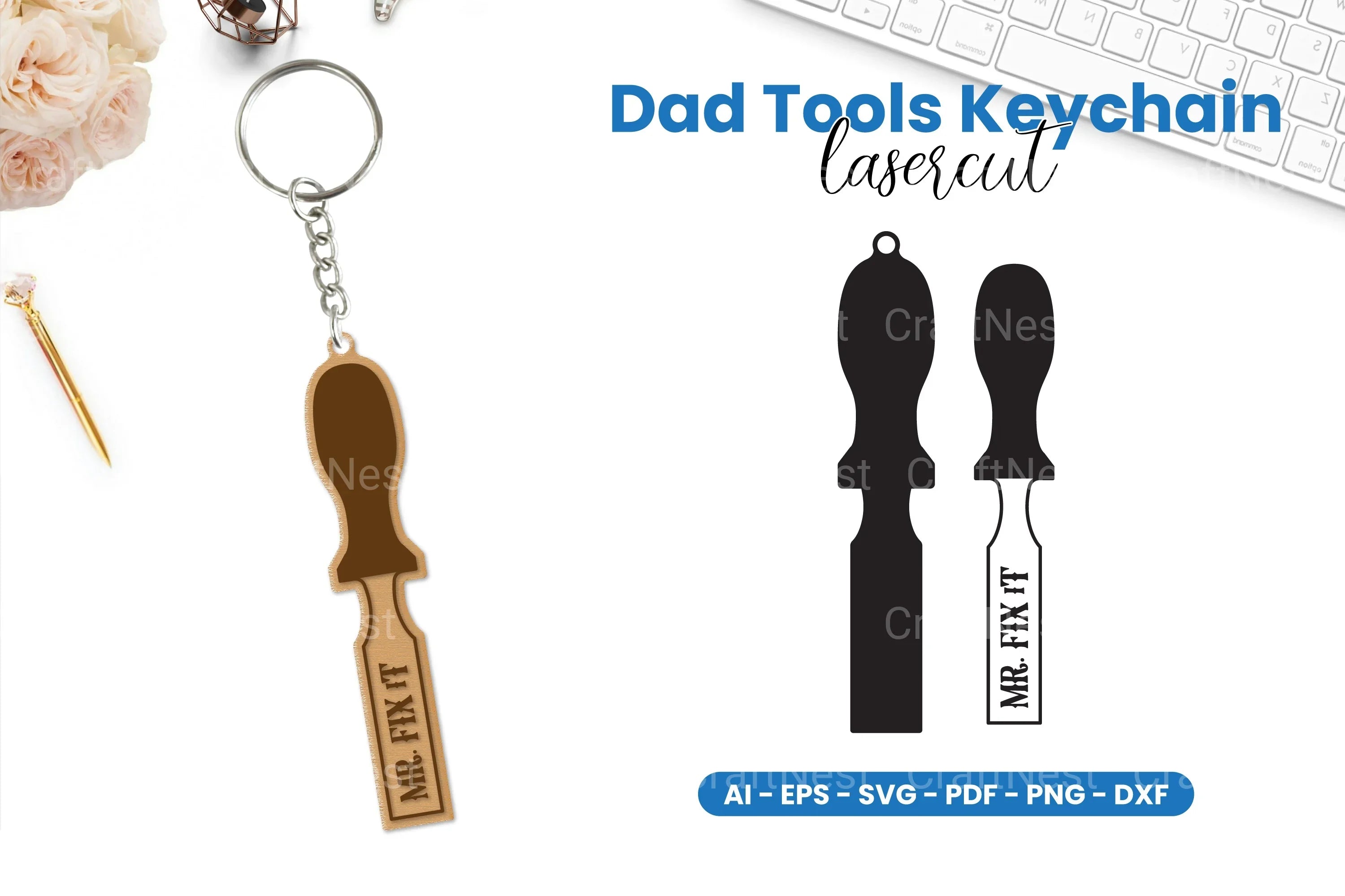 Dad Tools Keyring Laser Cut SVG Bundle - CraftNest - Digital Crafting and Art