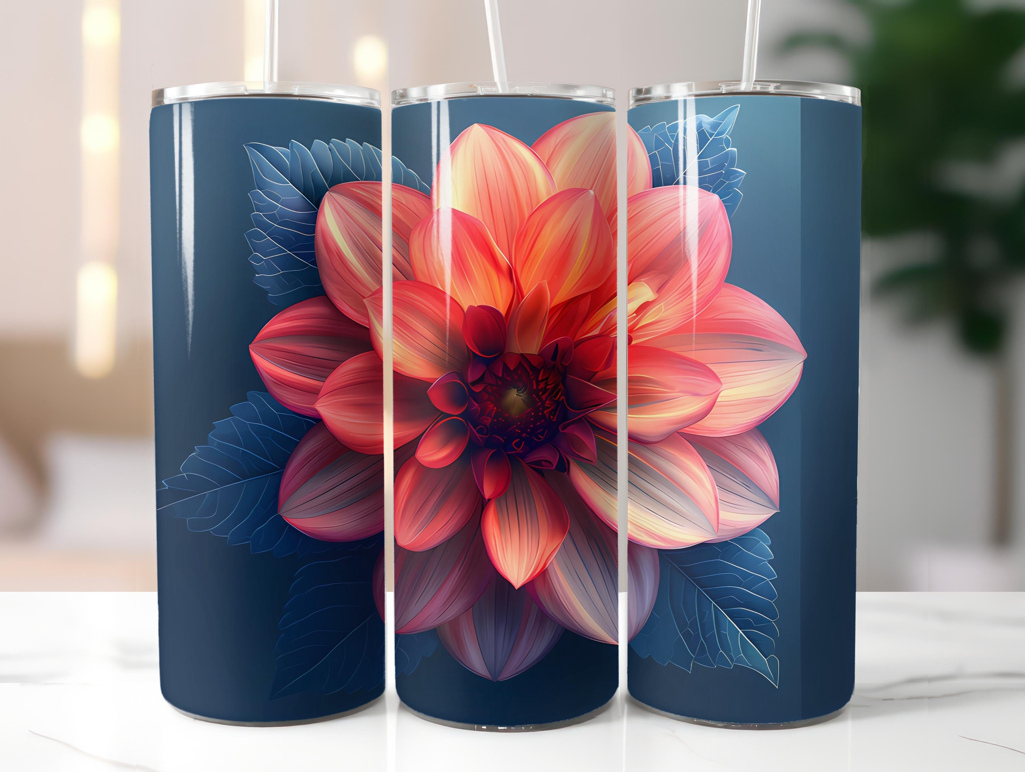 Dahlias Flowers Tumbler Wrap - CraftNest - Digital Crafting and Art