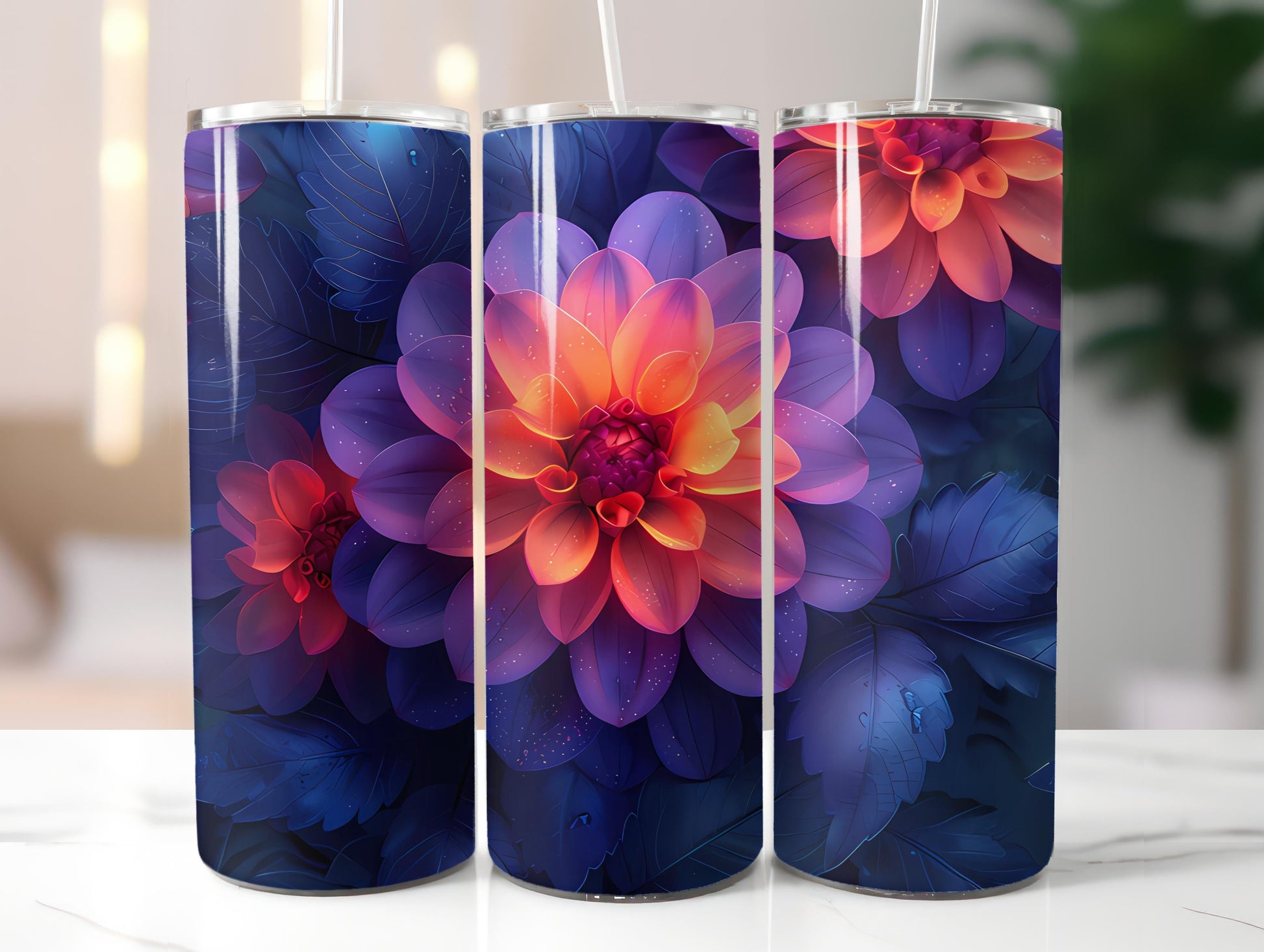 Dahlias Flowers Tumbler Wrap - CraftNest - Digital Crafting and Art