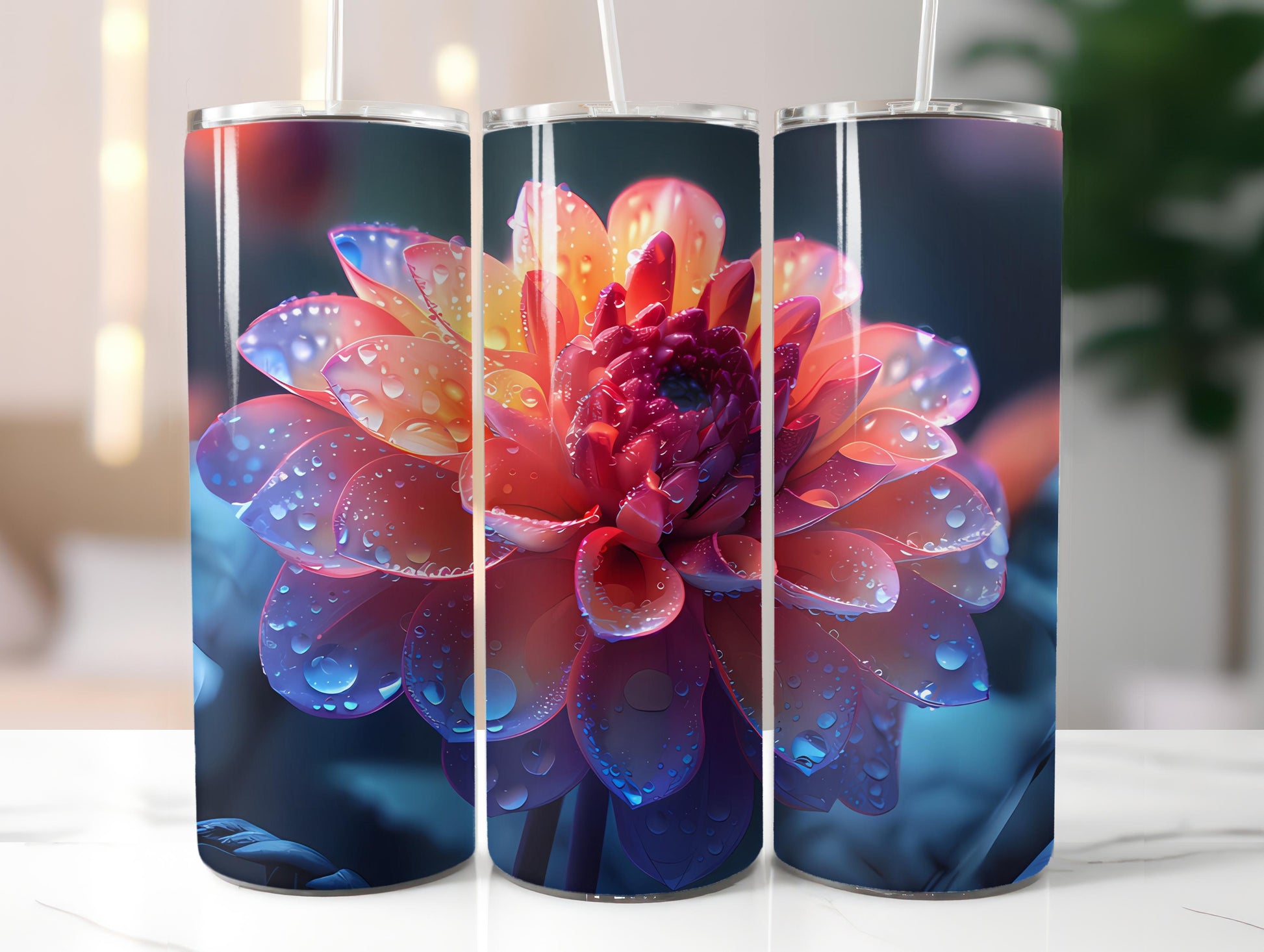 Dahlias Flowers Tumbler Wrap - CraftNest - Digital Crafting and Art