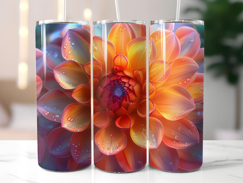 Dahlias Flowers Tumbler Wrap - CraftNest - Digital Crafting and Art