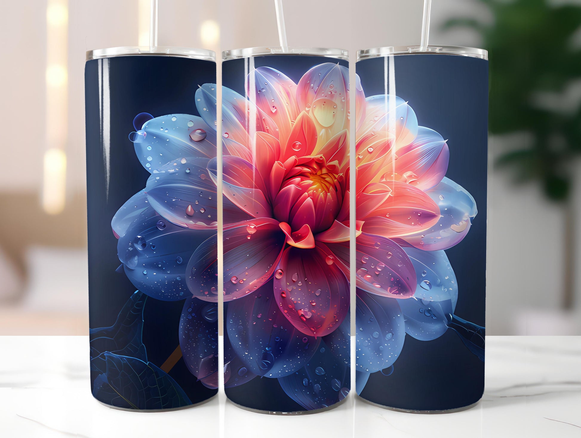 Dahlias Flowers Tumbler Wrap - CraftNest - Digital Crafting and Art