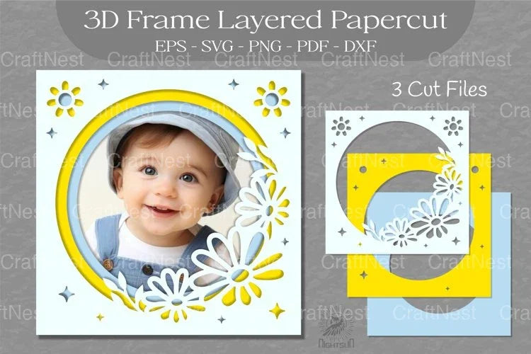 Daisy Flower 3D Frame SVG Bundle - CraftNest - Digital Crafting and Art
